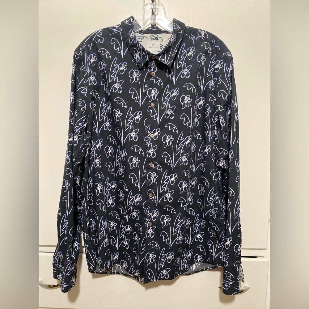 Paul Smith Mens Floral Print Shirt Size XXL Slim Fit Long Sleeve
